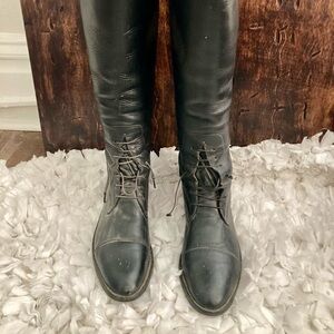 Custom made Genuine Leather Italian Equestrian Riding Boots Size 9 Black.